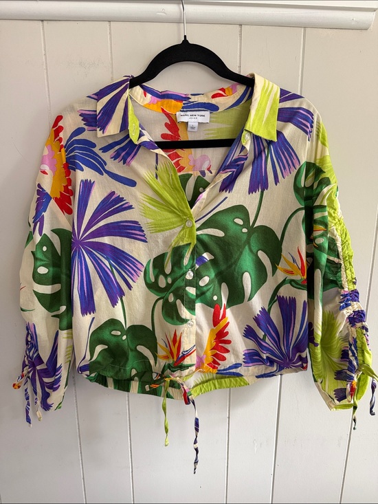 Marc New York Tops - Marc New York Tropical Print Button-Front Blouse Cotton Resort Vacation Size L